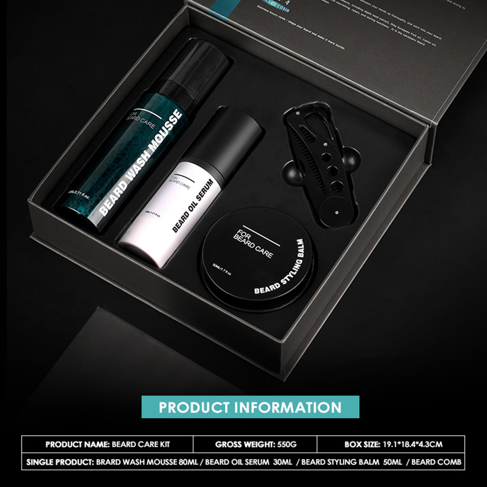 Kit professionale per la cura della barba, set regalo completo per marito | include olio da barba, balsamo, pettine, e spazzola, per la toelettatura degli uomini di alta qualità per
