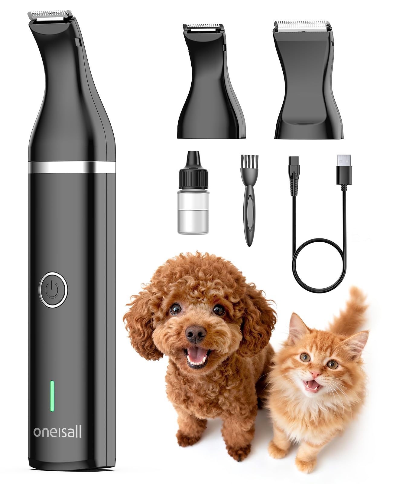 Photo 1 of oneisall Dog Clippers with Double Blades,Cordless Small Pet Hair Grooming Trimmer,Low Noise for Trimming Dog's Hair Around Paws, Eyes, Ears, Face, Rump (Black)