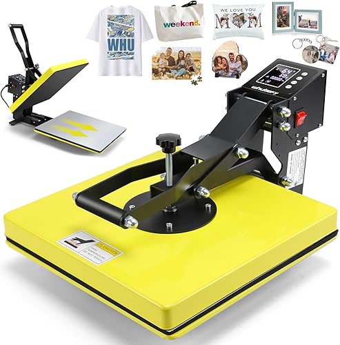 Whubefy Prensa térmica de 15 x 15 pulgadas, máquina de prensa deslizante para camisetas con 3 modos preestablecidos, calentamiento rápido de doble