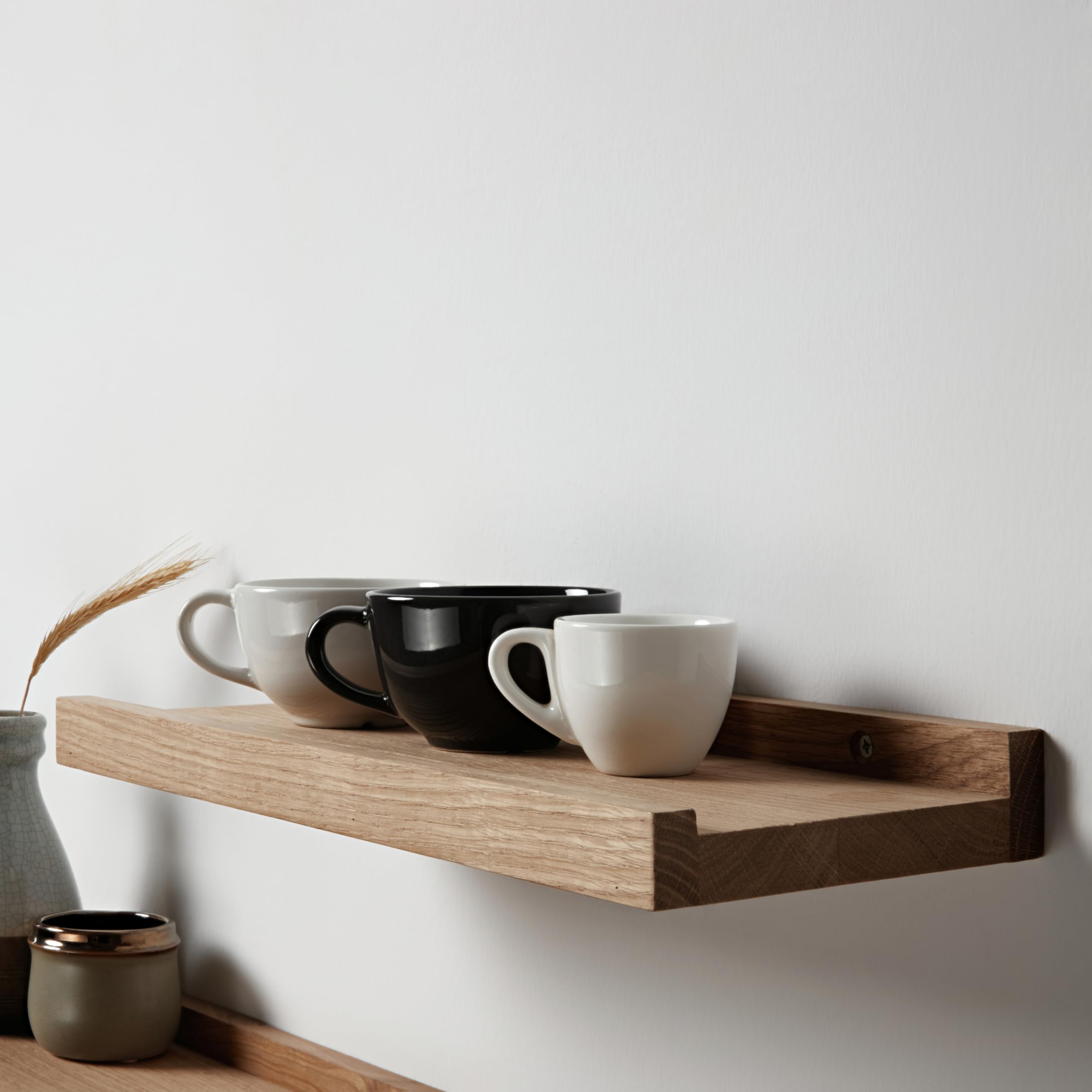 BestLoft.de Bilderleiste Holzregal Wand Regal Bilderleiste Eiche Floating Shelf Flur Regal Holz Deko Wand Wandregal Holz massiv (Eiche Hell, Breite: 60cm / Tiefe: 15cm)