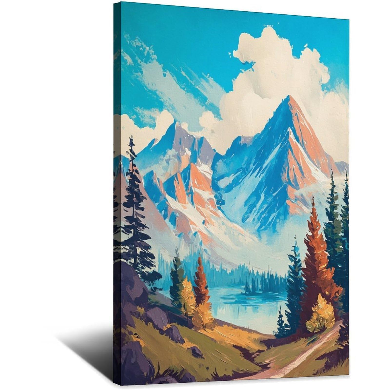 Bavarian Alps Posters 24x36inch(60x90cm) Vintage Watercolor Canvas Art