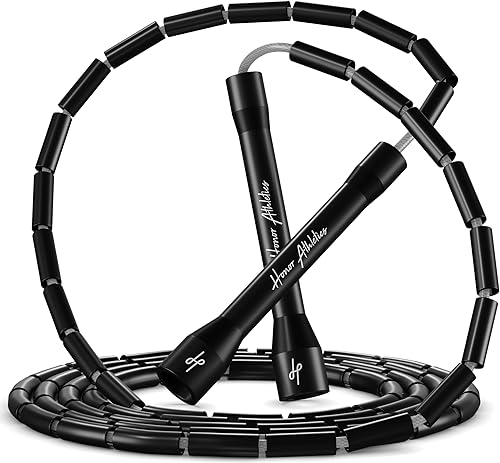 Honor Athletics Cuerda de saltar con cuentas 2.0, ajustable con asas irrompibles y cuentas inastillables para un entrenamiento mejorado de fitness