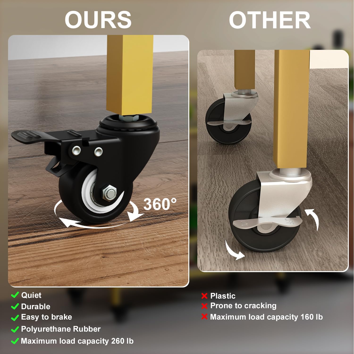 Bar Cart Gold, Home Bar Serving Cart, Beverage Cart with 2 Shelves Wine Rack, Glass Holder, Brake Rolling Kitchen Cart for Bar, Dining Room