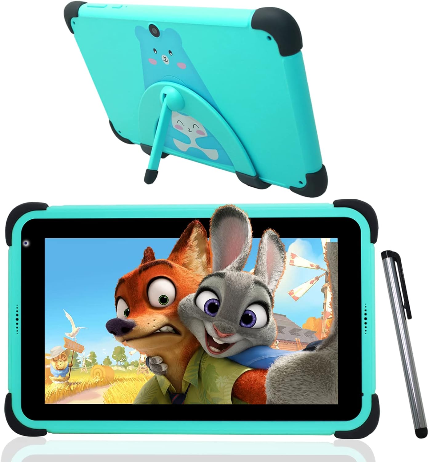 weelikeit Kids Tablet,8 inch tablet for kids, 32GB ROM Parent Control Tablets Shockproof Case with WiFi, Bluetooth, GMS for toddler girls boys (green)