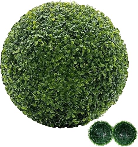 Bola topiaria artificial de 11 pulgadas, hojas redondas de color verde sintético, bolas de plantas artificiales para interiores y exteriores,