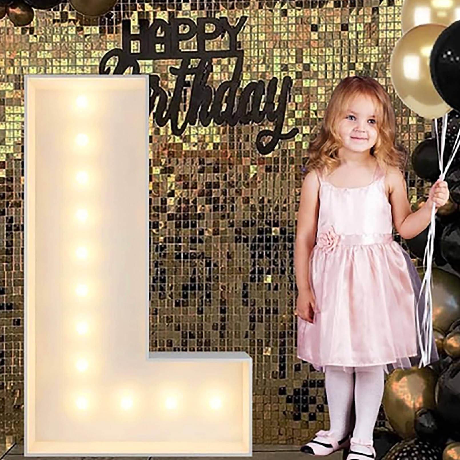 Alphabet LED Lights, 2.3/3.3/4ft Large Words Marquee Cardboard Letters Lamps For Birthday Graduation Party Decorations Wedding Home Decoration(L,70cm/2.3ft)