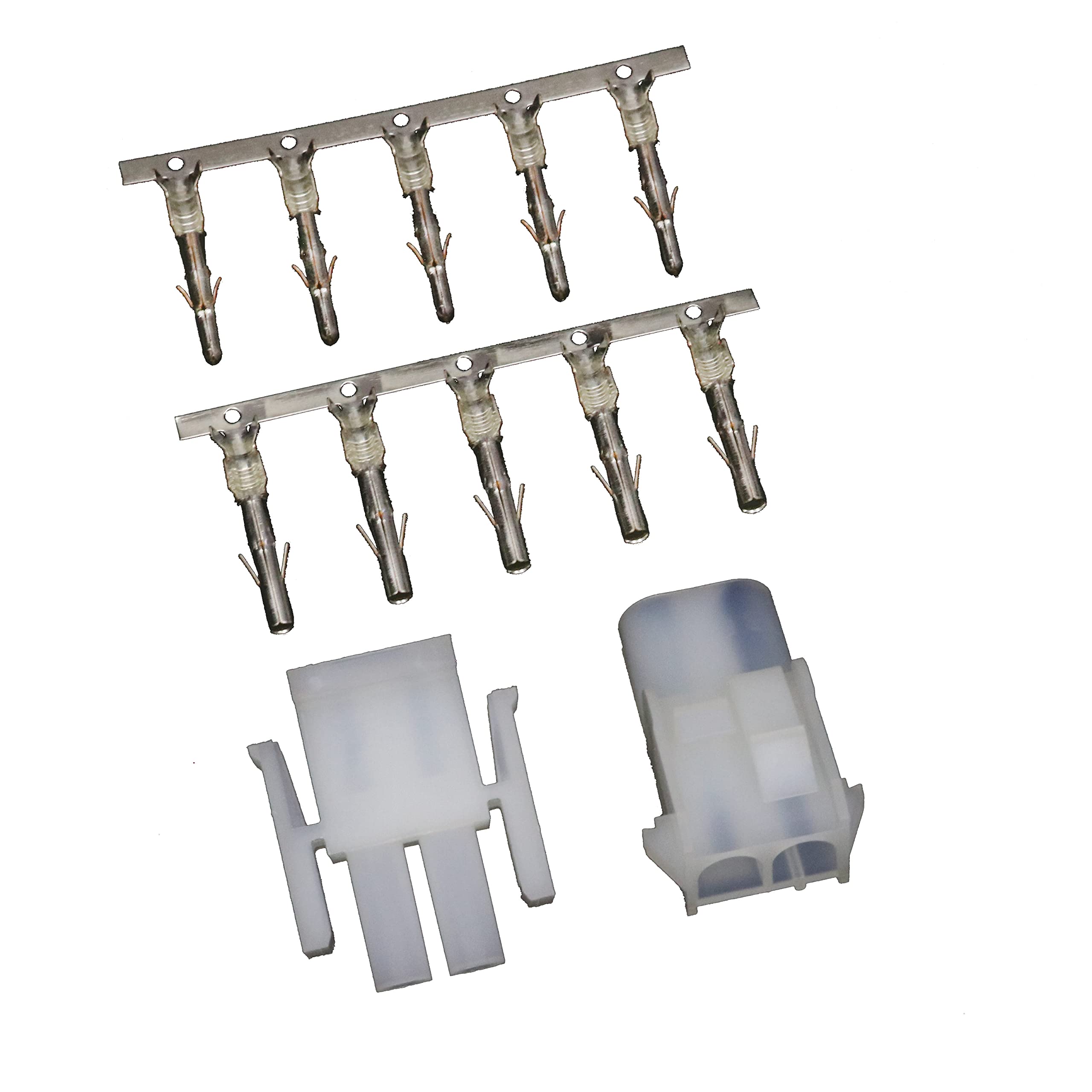 Komodo Electronics 63080 6.35mm 2-pin Wire-to-Wire Crimp Connector Plug + Wire Socket + Crimps, Pack of 50 Compatible With Molex MLX Power