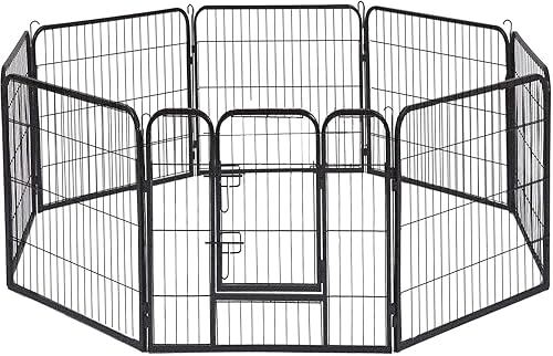 Miniatura 5 de 8 paneles duraderos y resistentes para correr parque de juegos para mascotas 24 pulgadas negro Hammertone