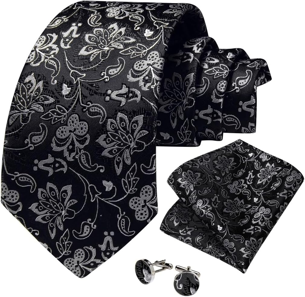 GSDFVIYT Men's Tie Sets Men Neckties Floral Ties Pocket Square