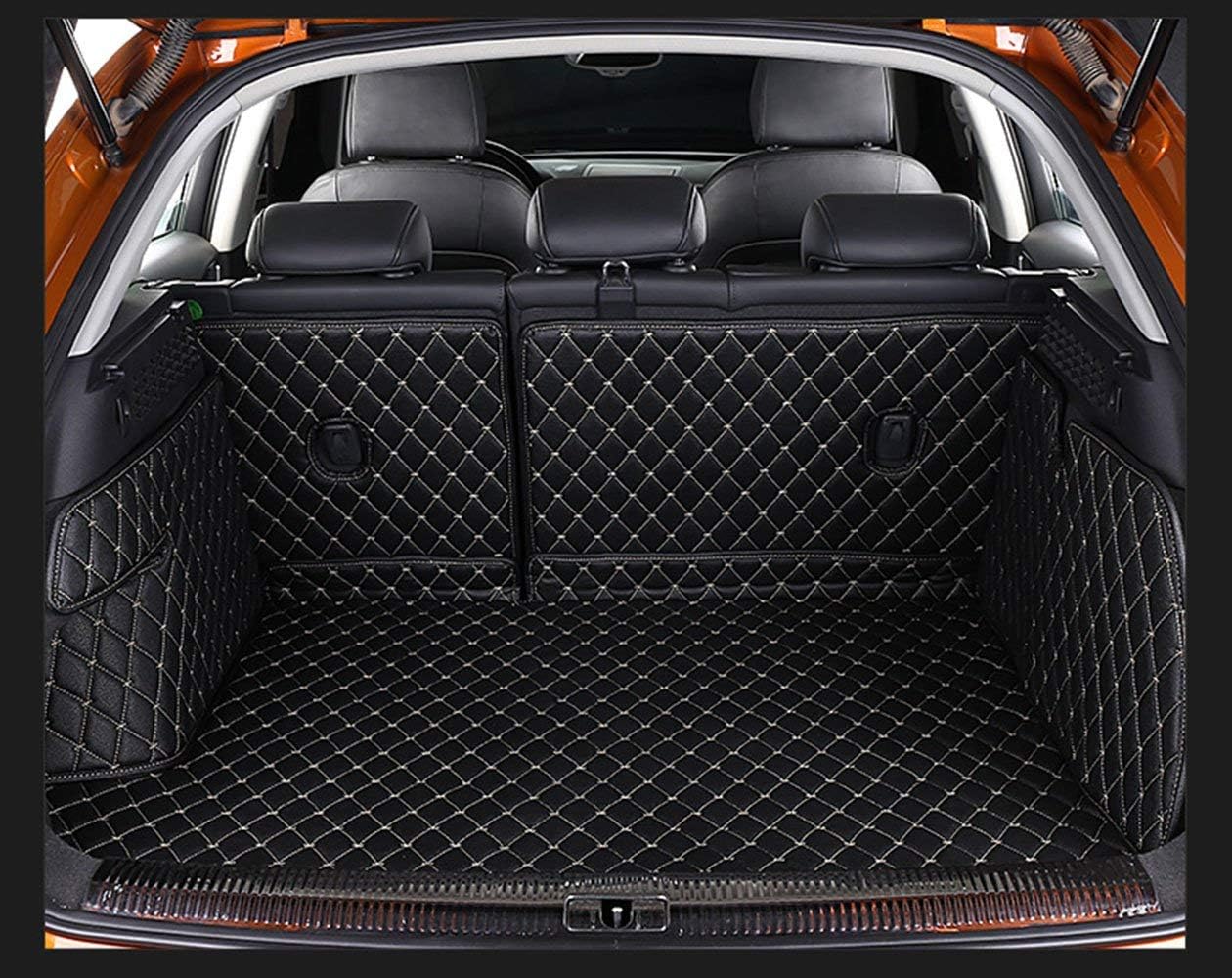 Trunk Mat Compatible with Porsche Cayenne SUV Fuel(Non for Hybrid) 2019-2025 Cargo Liner &Backrest Cover+High Side Panels Black with Gold Stitching