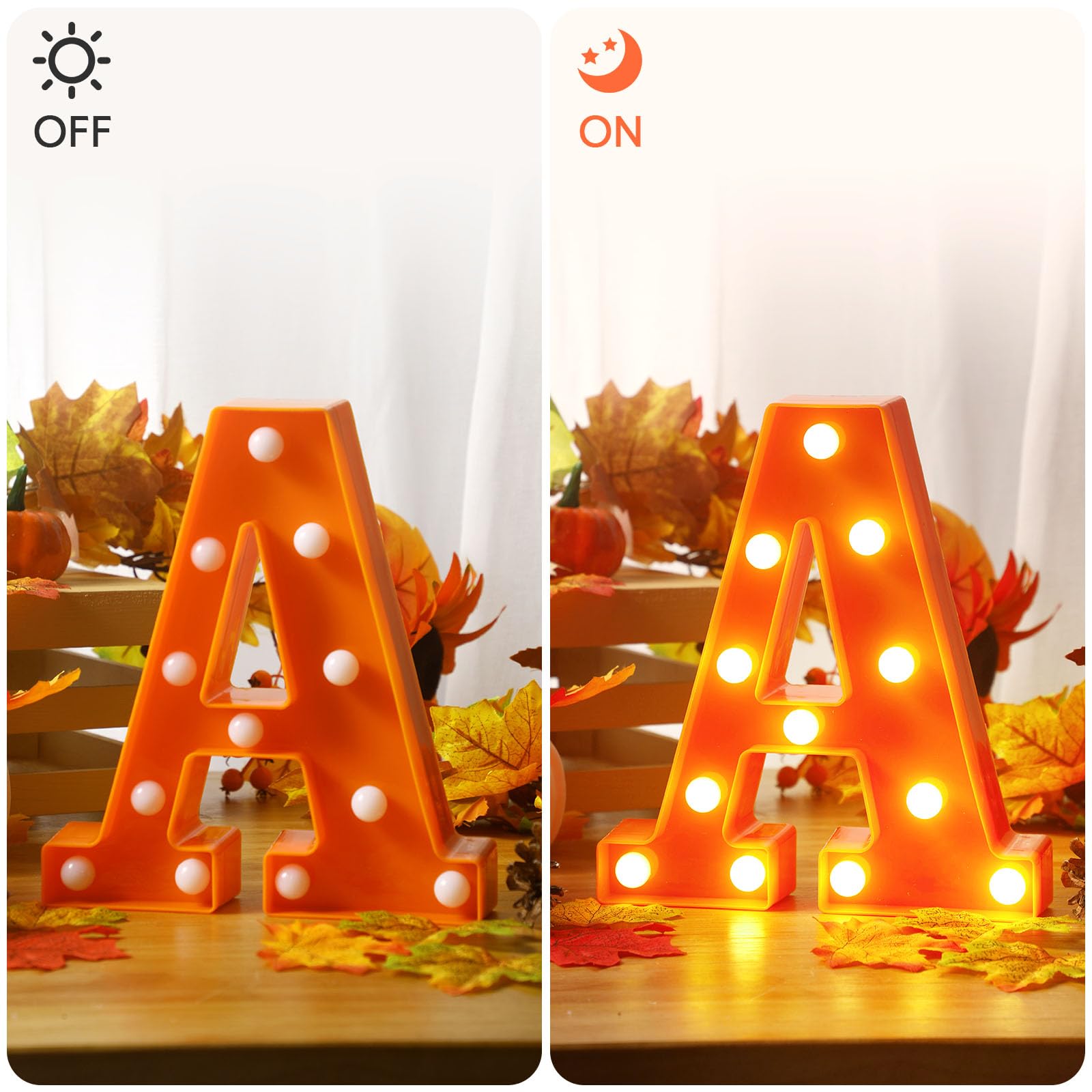 Fabbay 9 Pcs Happy Fall LED Marquee Letter Lights Marquee Autumn