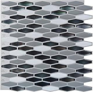 Art3d 12" x 12" x 0.06" (Pack Of 6) Wall Panel Marble, Black/White