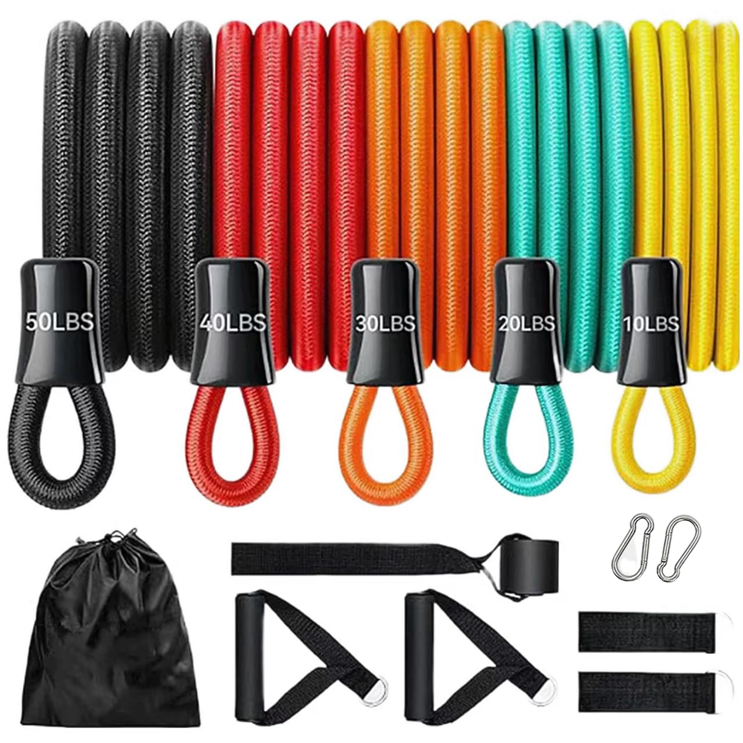Resistance Bands Set 13 Pieces Anti-Snap Resistance Band Exercise with Handles,Door Anchor, Ankle Straps, Training Manual and Carrying Bag,for Muscle Training, Shape Body,Home Workouts