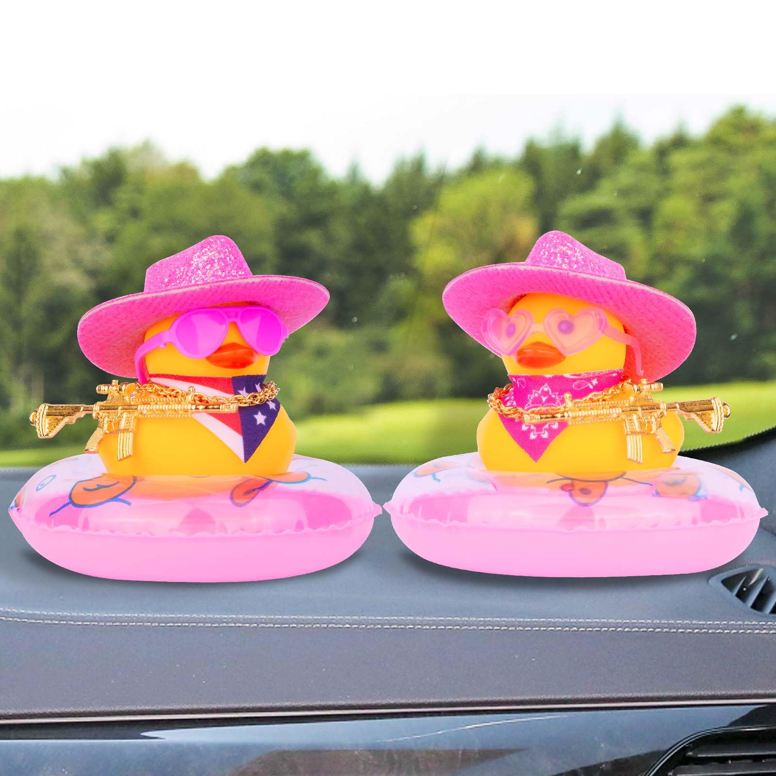 2 Patitos Que Cambian De Color Para Coche - Decoración Salpicadero, Fotosensibles (blanco/naranja), 5.5 Cm