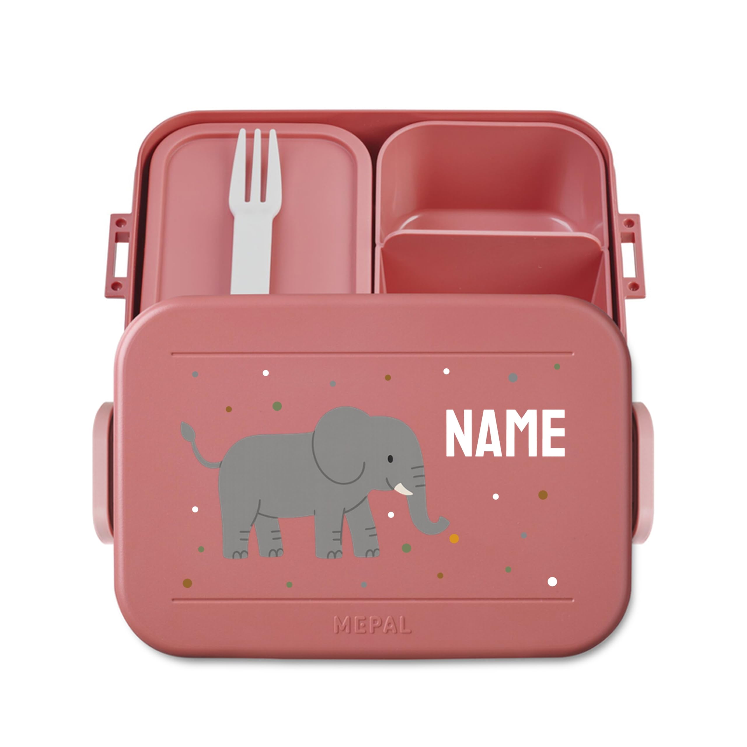 printplanet® Personalisierbare Brotdose „Layout Elefant“ – Lunchbox/Bento Box von Mepal – mit eigenem Namen oder Wunschtext – Farbe Vivid Mauve – BPA-frei – Geschenkidee