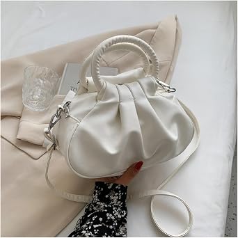 Watreketal Ruched Cloud Shourdled Baged Removable Strap Women'sPU Leather Clutch Handbag Dump for Women Crossbody Handbag