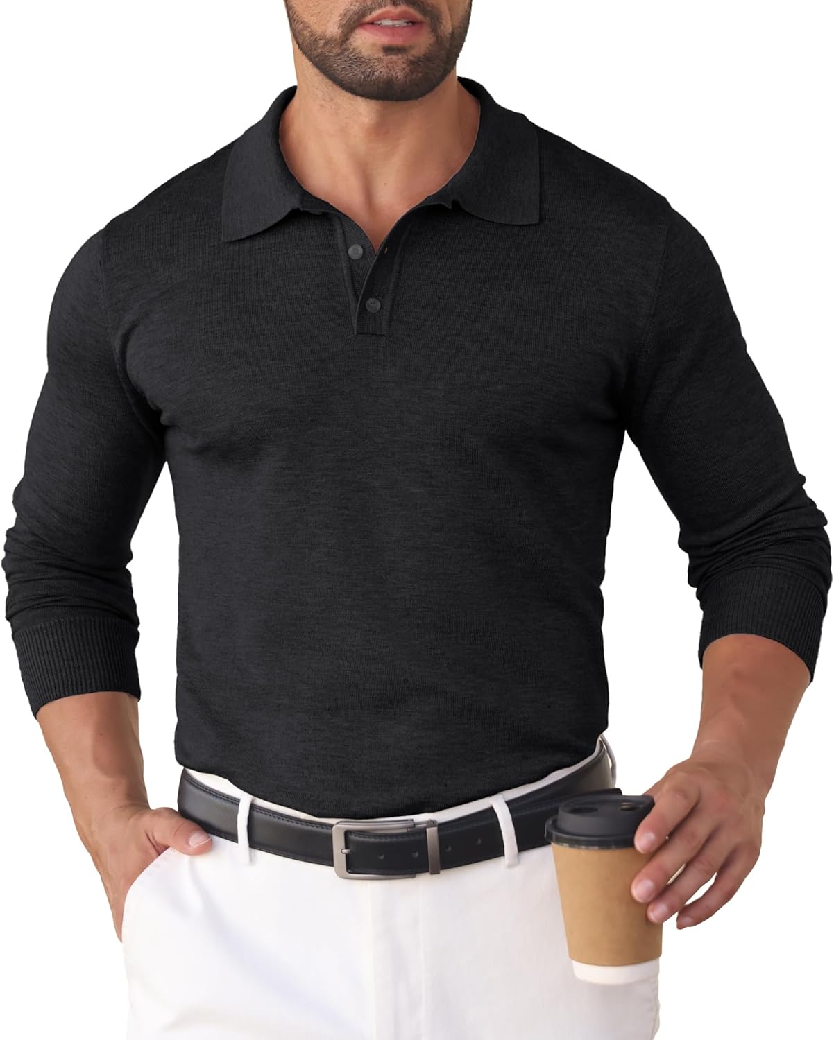 Sailwind Knit Polo Sweaters Long Sleeve Classic Golf Shirts - Image 3