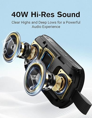 Miniatura 2 de OHAYO Altavoz Bluetooth portátil inalámbrico de 40 W con luces, IPX7 impermeable, sonido fuerte estéreo, luces RGB, emparejamiento TWS, tarjeta AUX