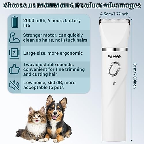 Miniatura 2 de MALLMALL6 Kit de aseo para perros 4 en 1, alto rendimiento, 4 horas de duración de la batería, juego profesional de cortaúñas para pieles gruesas, 2