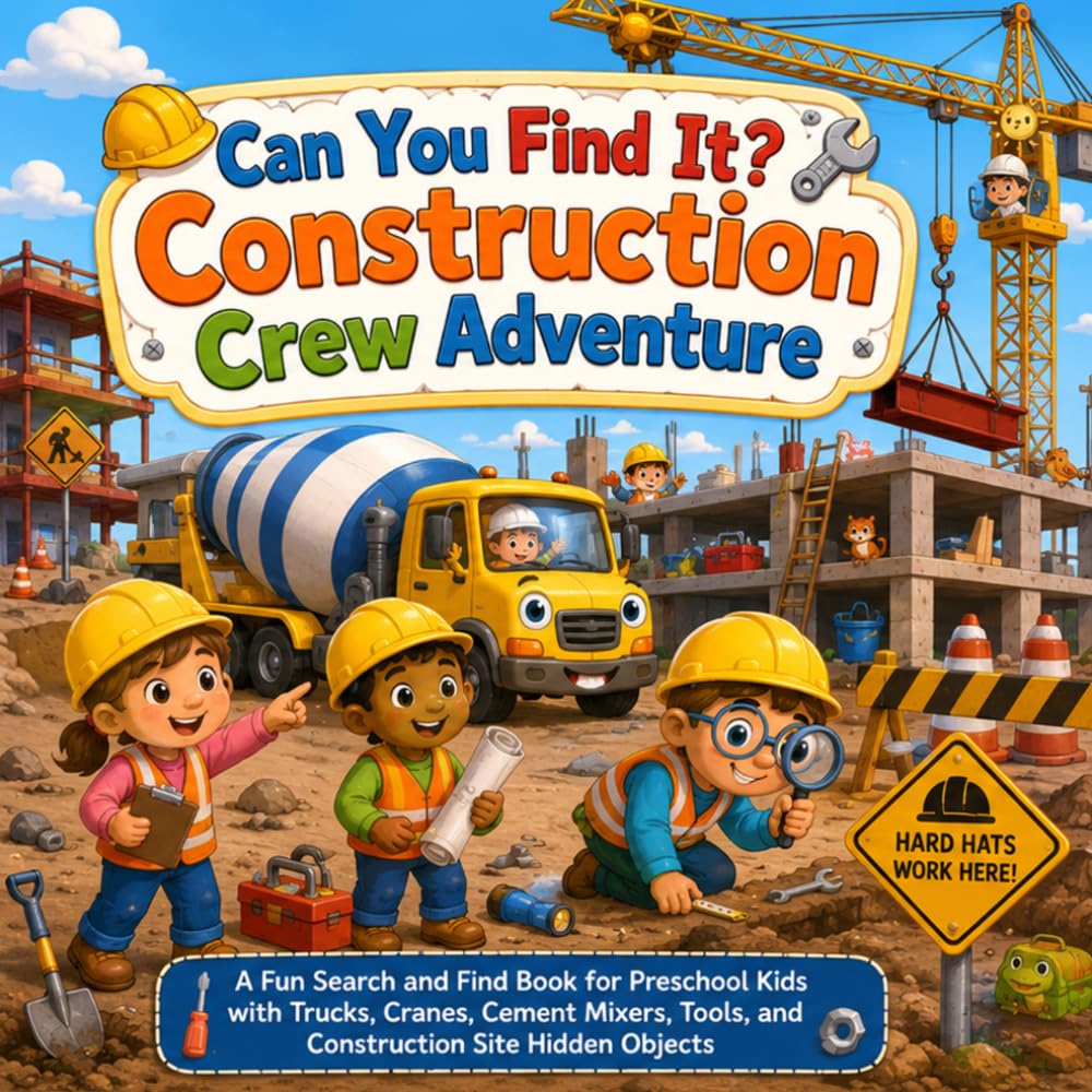 Can You Find It Construction Crew Adventure: A Fun Search and Find Book for Preschool Kids with Trucks, Cranes, Cement Mixers, Tools, and Construction Site Hidden Objects