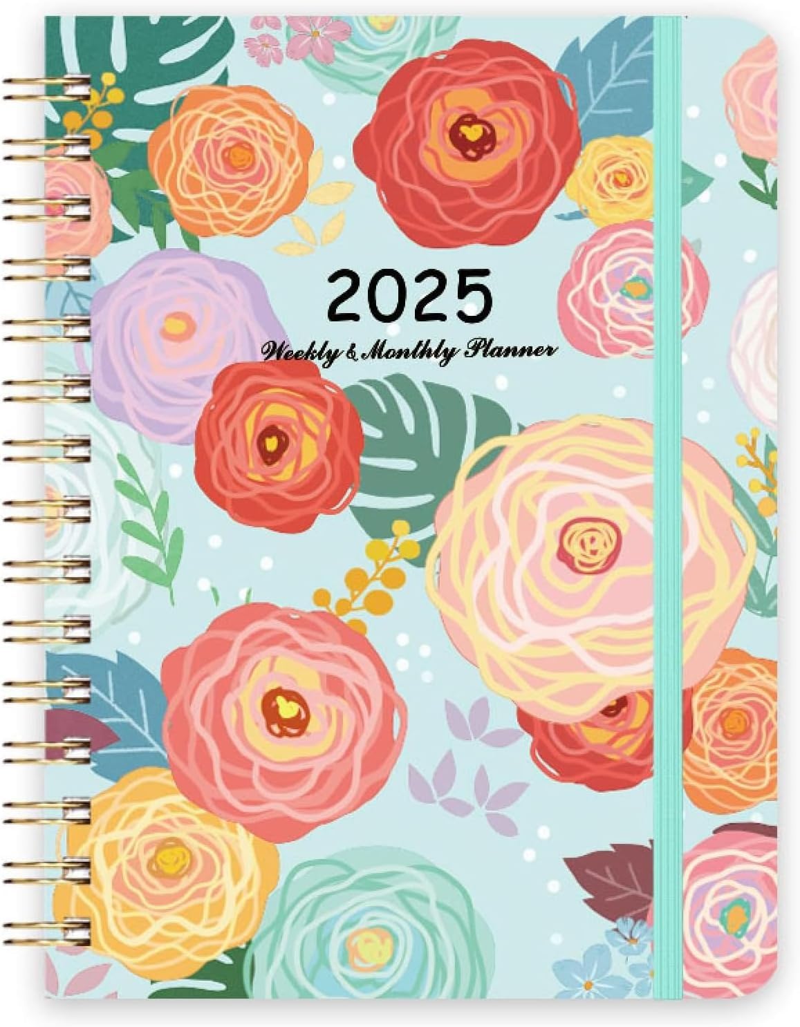 2025 Planner Notebook, Undated Weekly & Monthly Life Planner Calendar to Hit Your Goals & Live Happier, 12 Months Academic Management Organizer Daily Planner, Appointment Books (Rose Style)