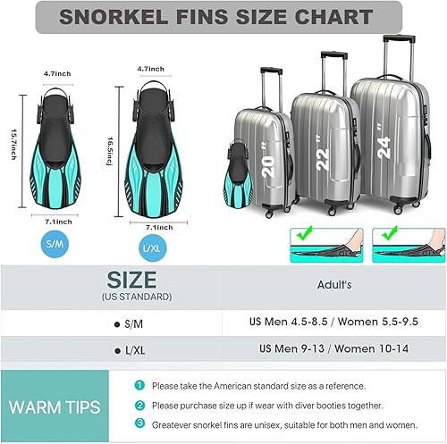 Miniatura 6 de Aletas de buceo, hebillas ajustables, tacón abierto, aletas de natación, tamaño de viaje, aletas cortas de natación para esnórquel, buceo, natación,