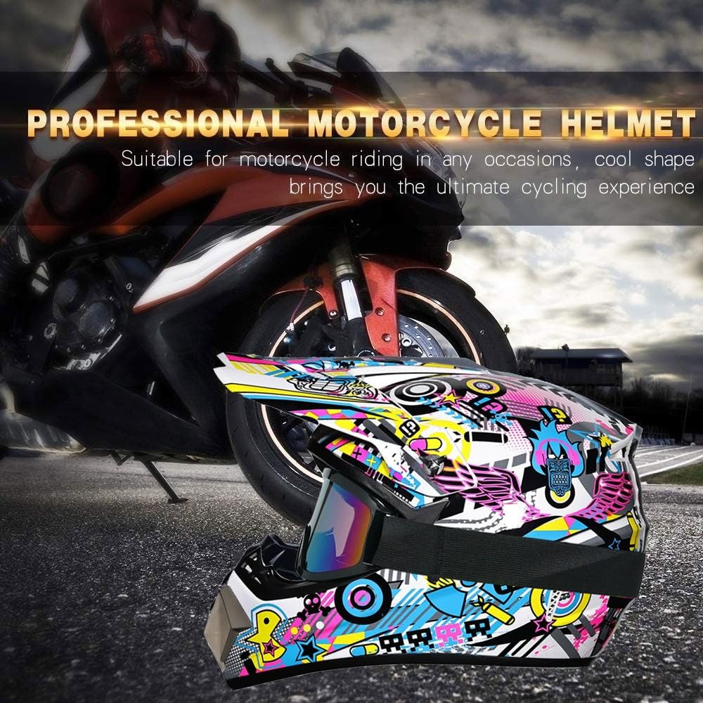 Casco de Motocross, BMX, ATV, Todoterreno, para NiñOs, Aprobado por El Dot, Incluye Guantes, Gafas Y MáScara 4 Piezas