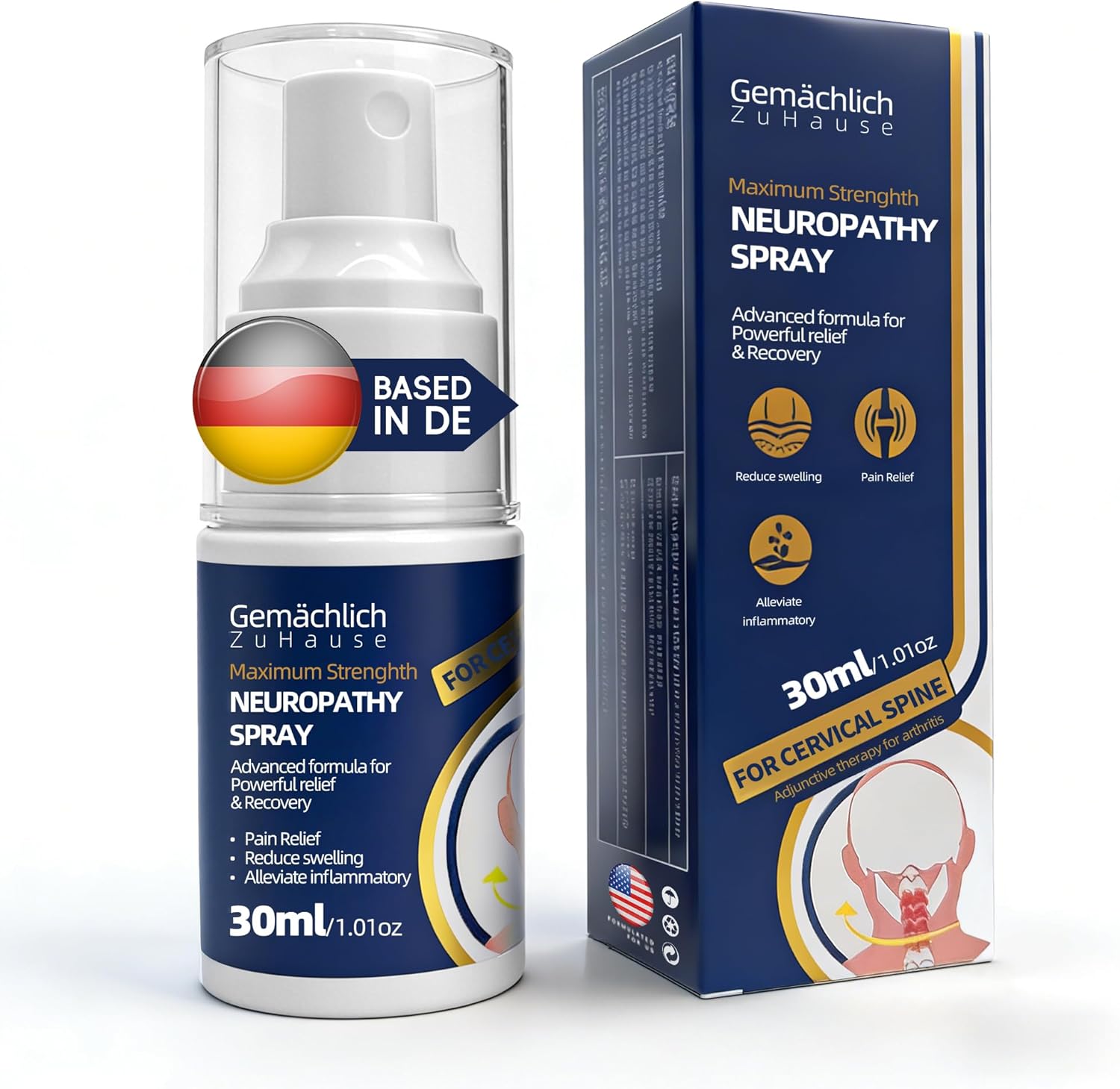 NDC Listed Neck Pain Relief Arnica Spray - Warming Arnica Mist for Tech Neck and Cervical Stiffness - Fast Acting for Upper Trapezius Tension and Headaches - Scent Free and Stain Free 30 mL
