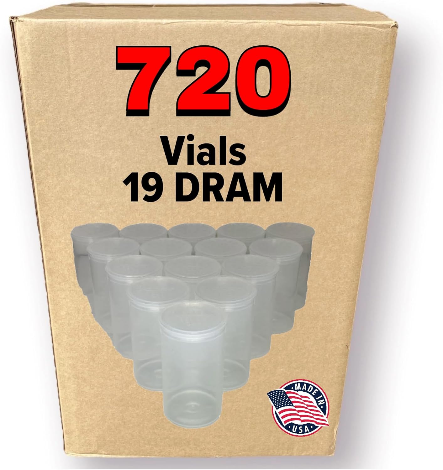720 Pack Black DRAM 19 Pop Top - Airtight Vials - Plastic Medical Grade Prescription, Bulk Pack