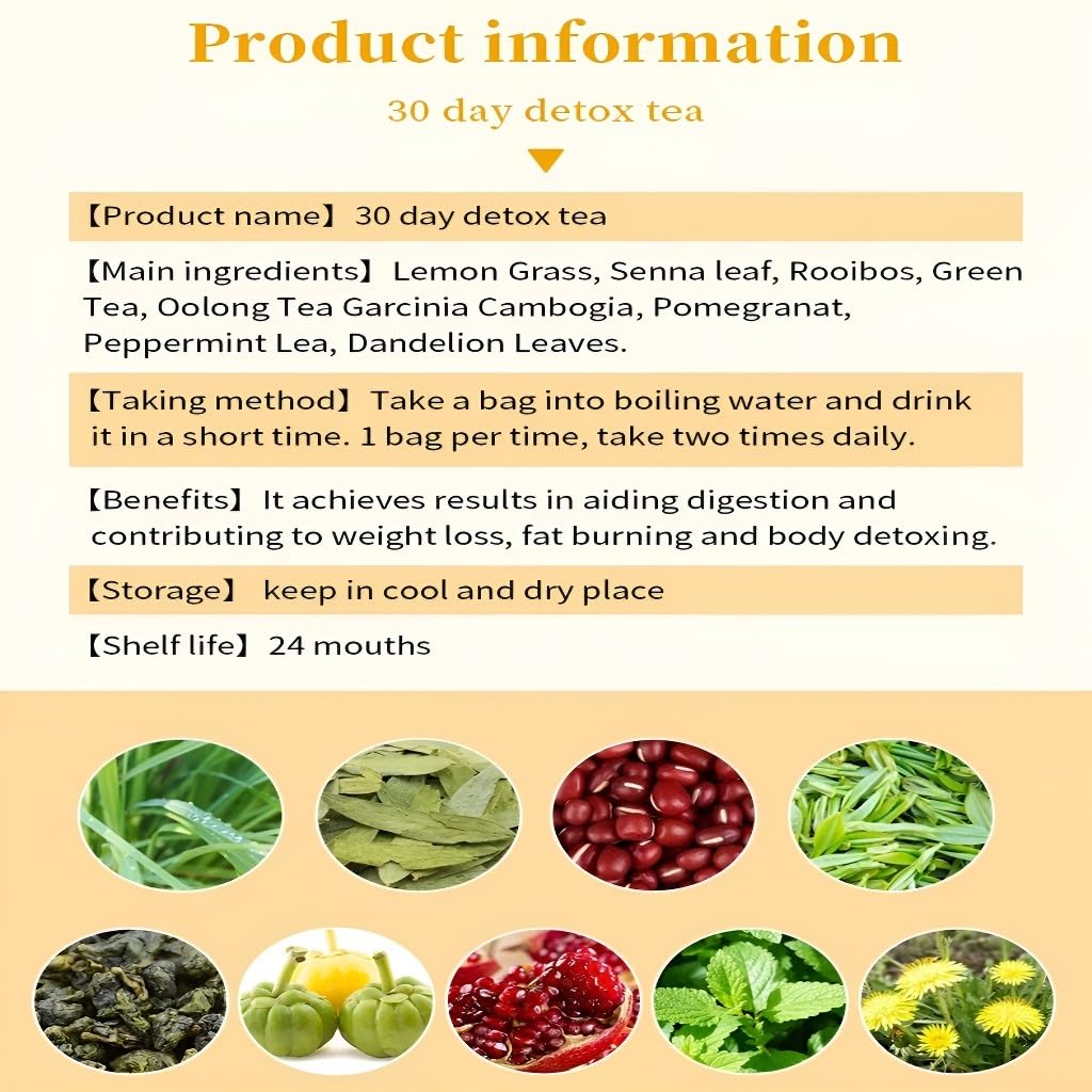 Té De Frutas Desintoxicante, Adelgazante Y Quemagrasas Con Sabor A Limón For 30 Días De Pérdida De Peso - 3 G X 30 Bolsitas(3PCS)