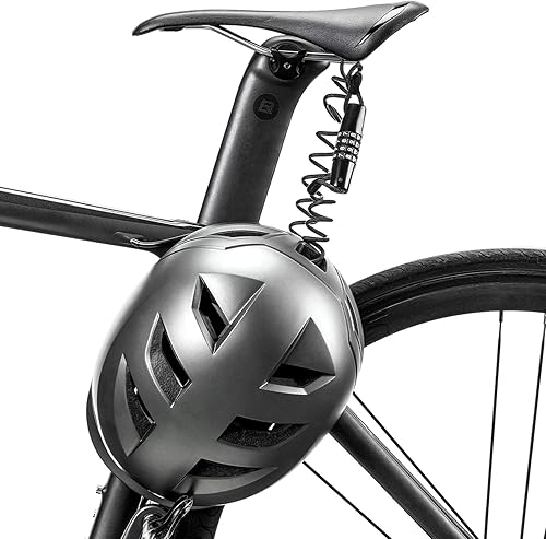 Miniatura 5 de ROCKBROS Cerradura de casco de motocicleta con bloqueo de cable retráctil de 4 dígitos para bicicletas, cochecitos, equipaje