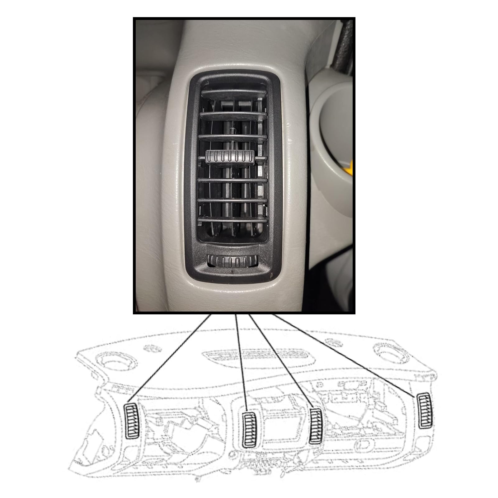 Twowinds - Rejilla de Ventilación Compatible con Renault Trafic II, Opel Vivaro A, Nissan Primastar - Aireador Salpicadero Consola Central - 7701054458 - Difusor Aire, Calefacción, Climatización