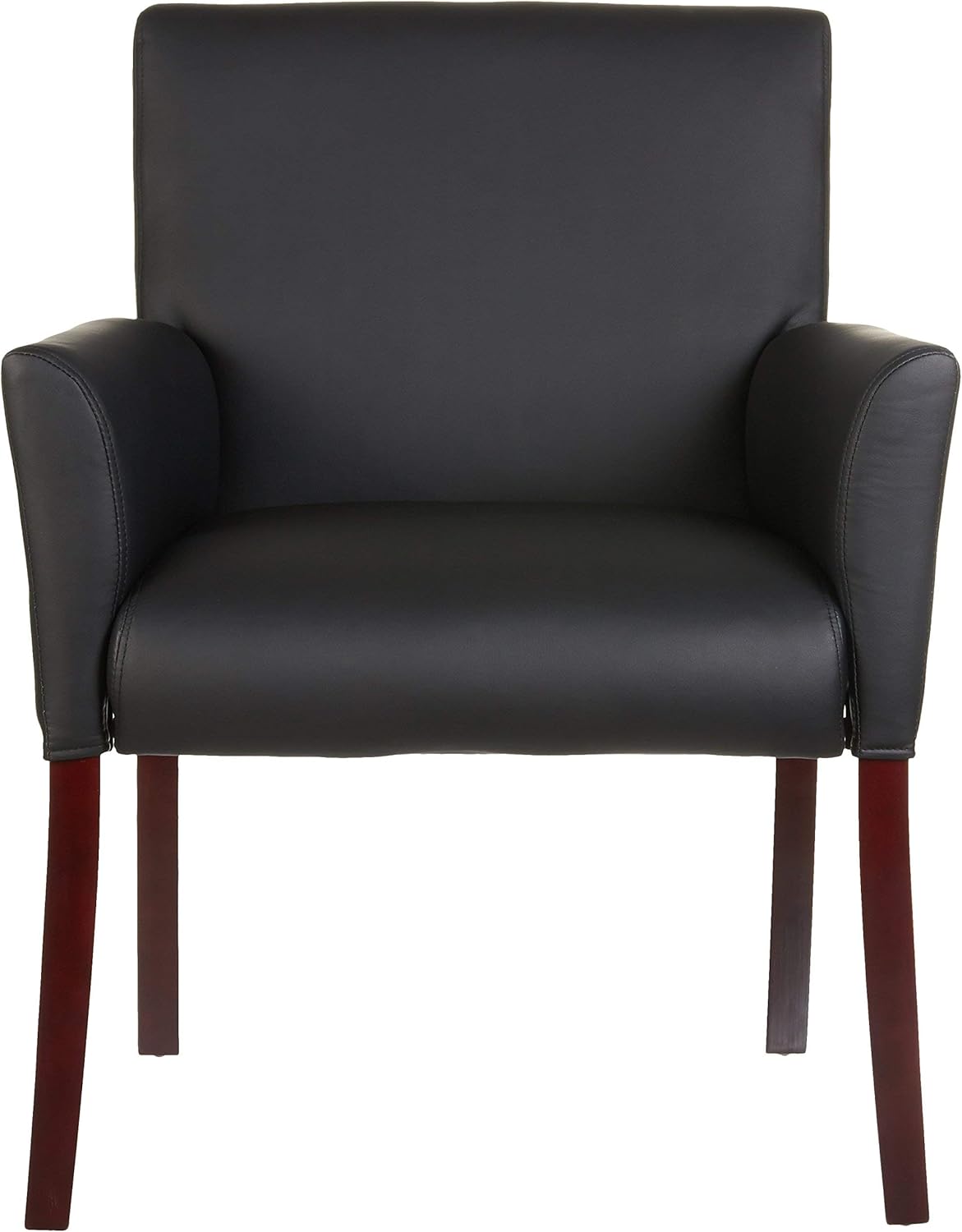 🔥 Flash Sale Amazon Basics Classic Reception Office Chair with Mahogany Wood Finish Legs - Black