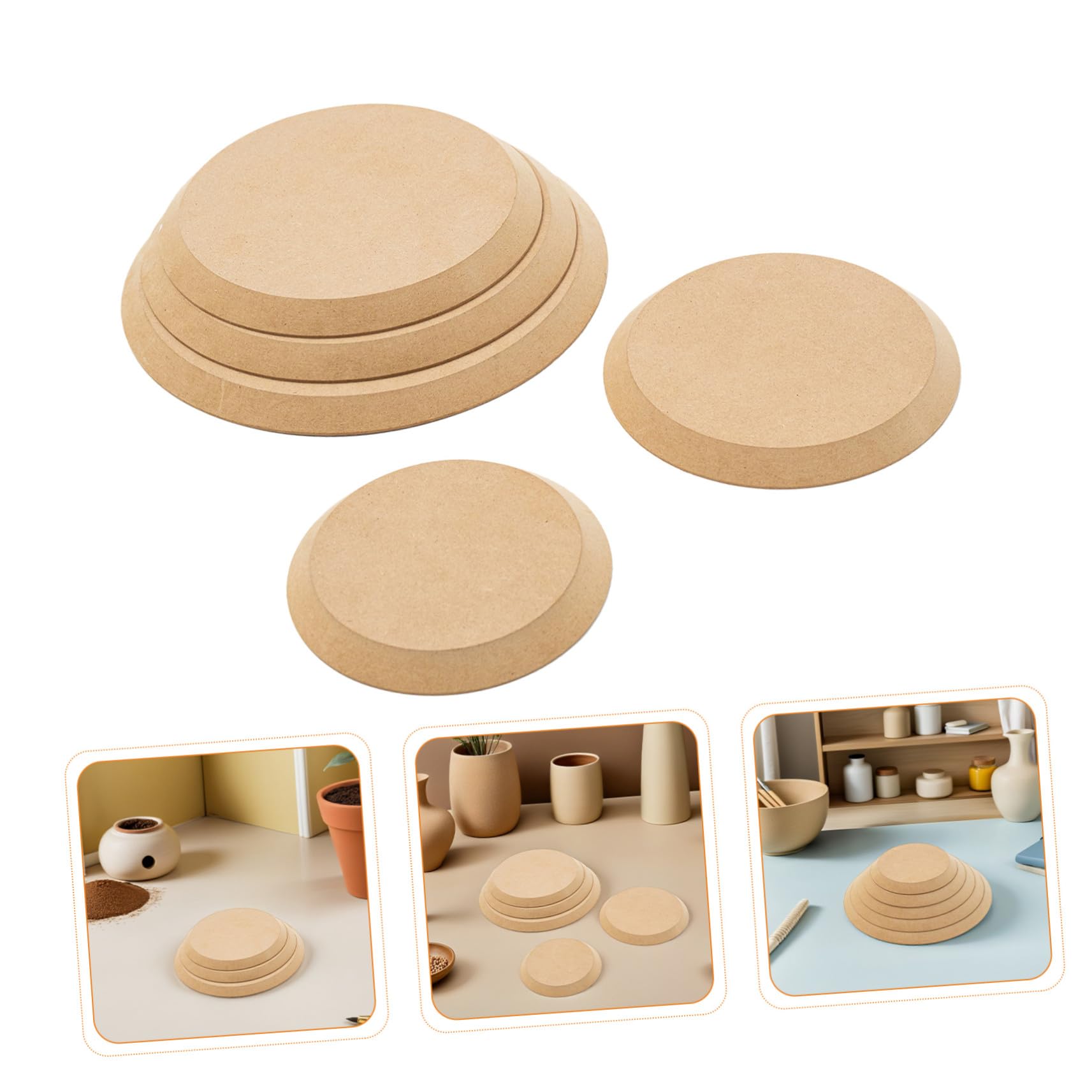 Moules à Poterie Ronds en Bois 5 Pièces pour Modelage Argile Empilables Démoulage Facilité Loisirs Créatifs Céramique Artistique Artisanat