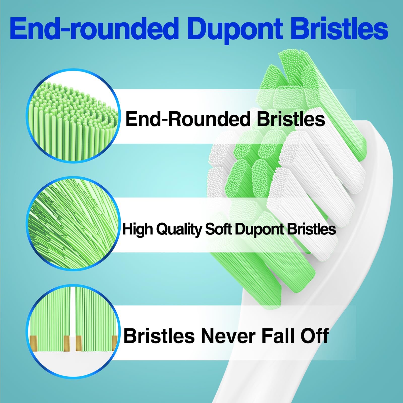 Compatible con cabezales de repuesto Sonicare, cabezales de cepillo de dientes de repuesto compatibles con Philips Sonicare, cabezales de cepillo de dientes eléctricos Click on, paquete de 10, | Cabezales de cepillo de repuesto compatibles con cepillo de