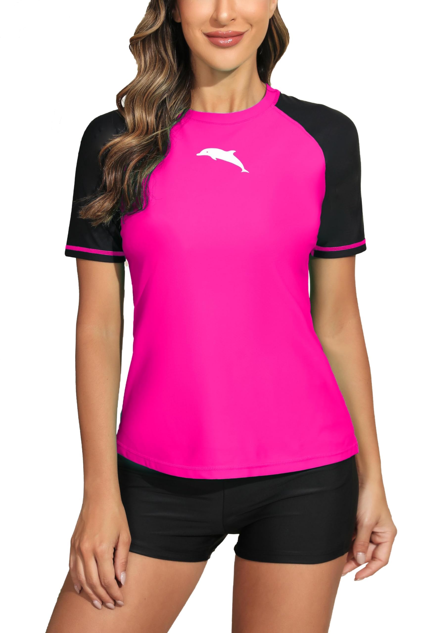 halcurt Women's Plus Size Short Sleeve Rashguard Loose Fit UPF 50 Swim Shirt Top Only Swimsuit-picture-43