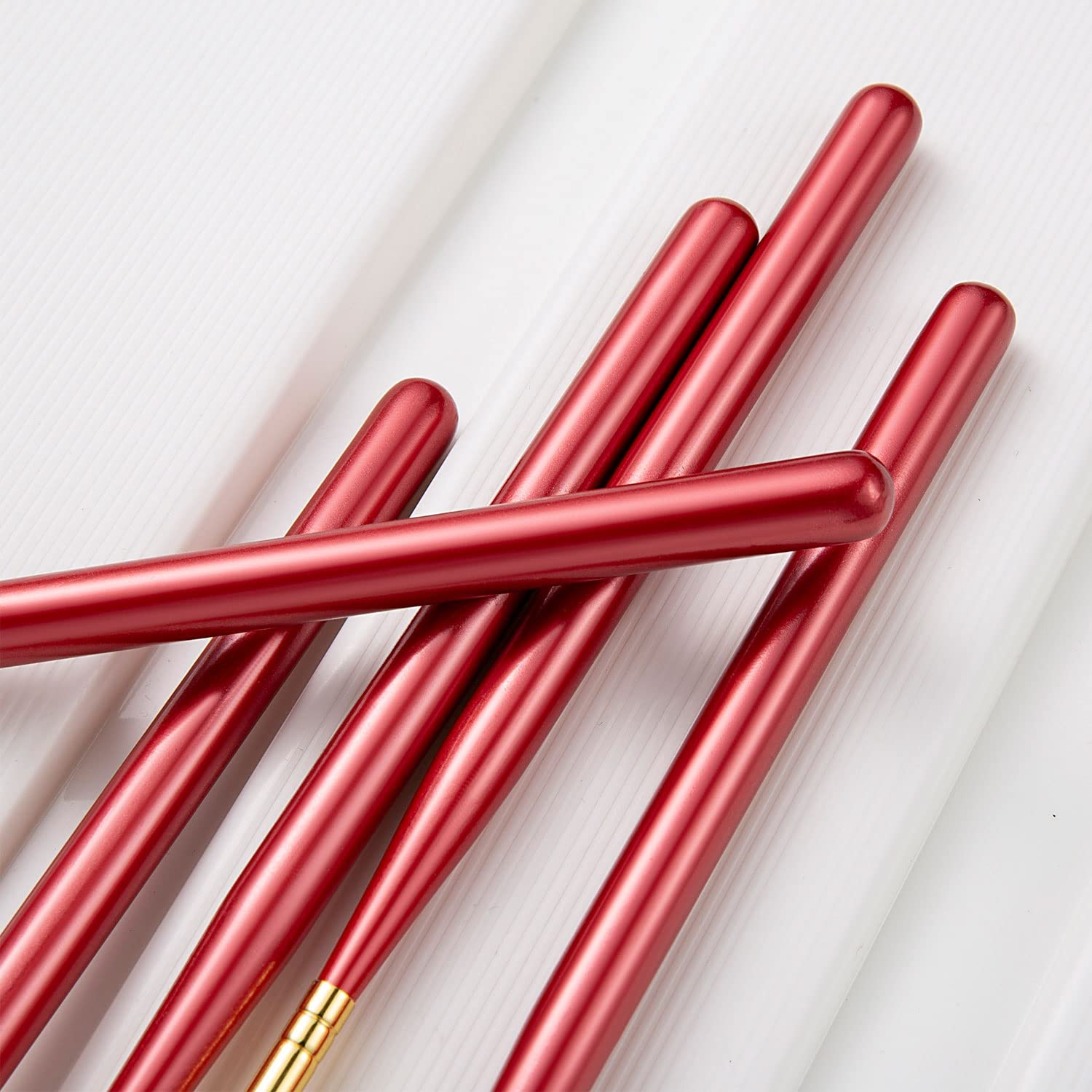 Pennelli per Pittura ad Olio, 5 Pezzi Pennello per Estensione Gel Rosso Pennello per Nail Art Liner per Manicure Strumenti di Pittura per Disegno (Rosso 5 Pezzi)
