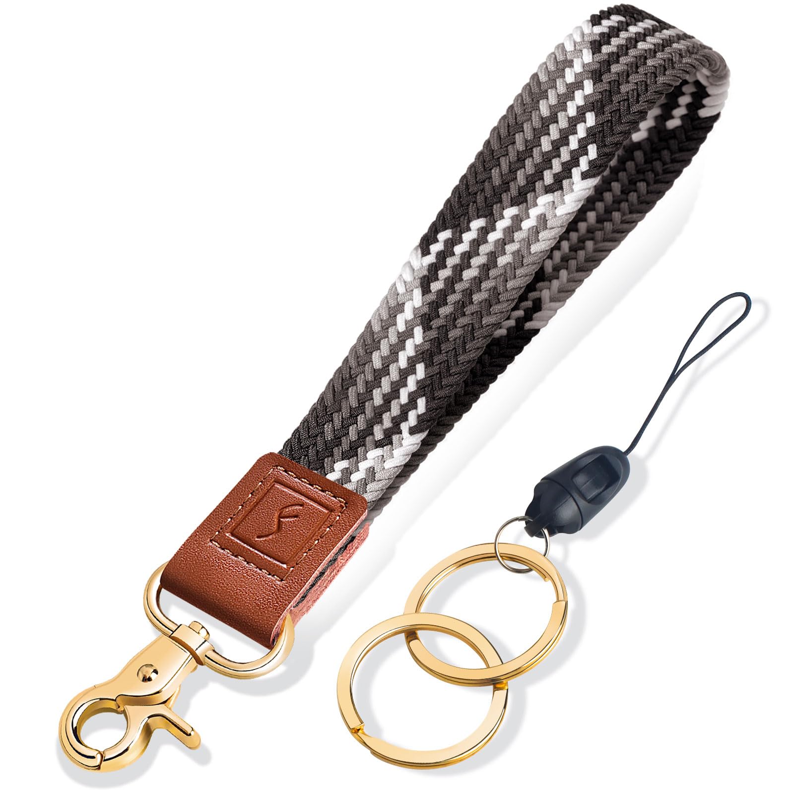 Fishent Stretchy Wristlet Keychain,Braided Cute Wrist Lanyards for Keys, Key Chain Holder for Women Men, Wrist Strap Keychain for Car Keys Phone