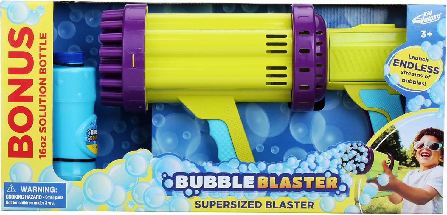 Kid Galaxy: Supersized Bubble Blaster - 15" Powerful Motor 50 Hole Blaster, LED Light UP, w/ 16oz Premium Solution, Kids Outdoor Toy, Ages 3+