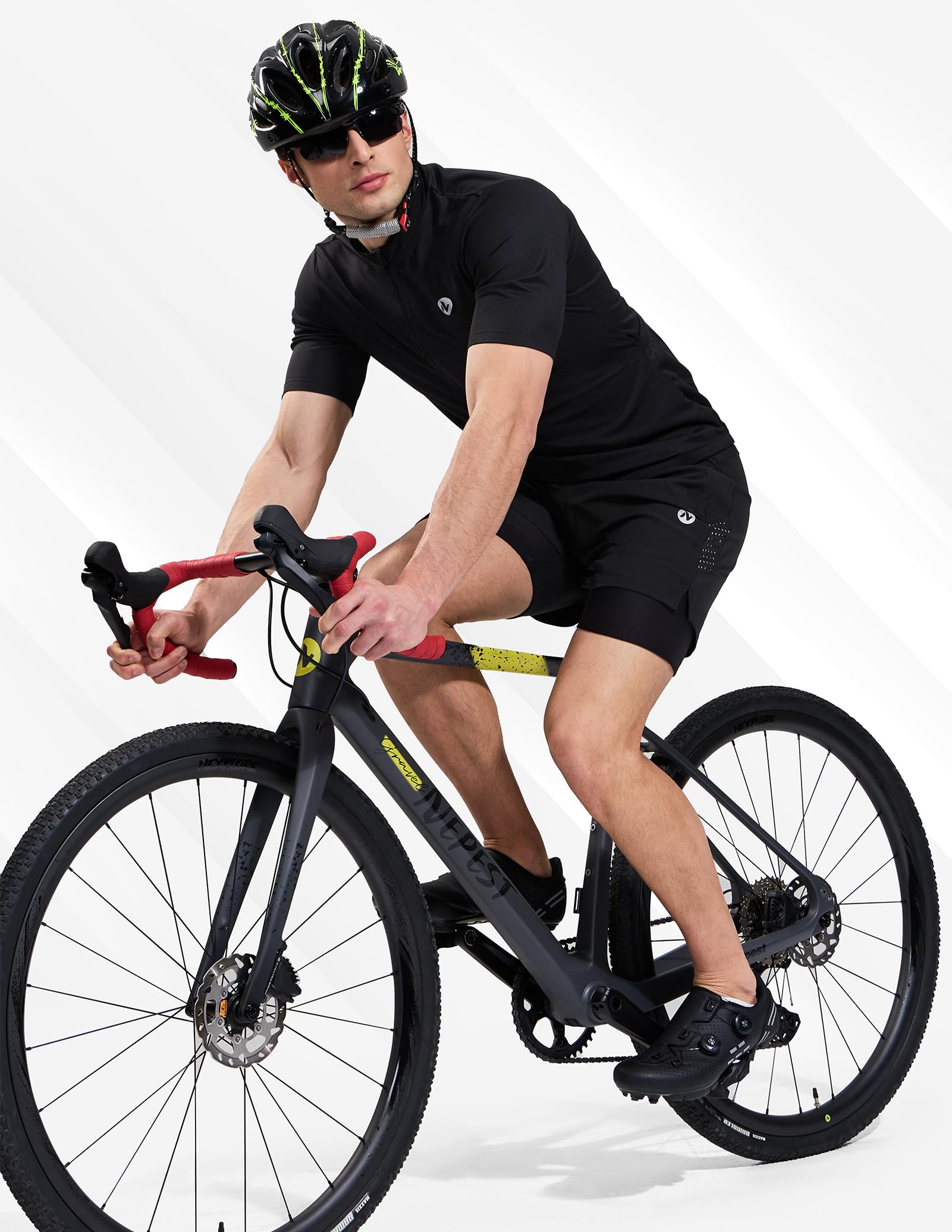 Nepest Męskie spodenki do roweru górskiego, krótkie, MTB, wyściełane spodnie rowerowe 4D, luźna, oddychająca, szybkoschnąca