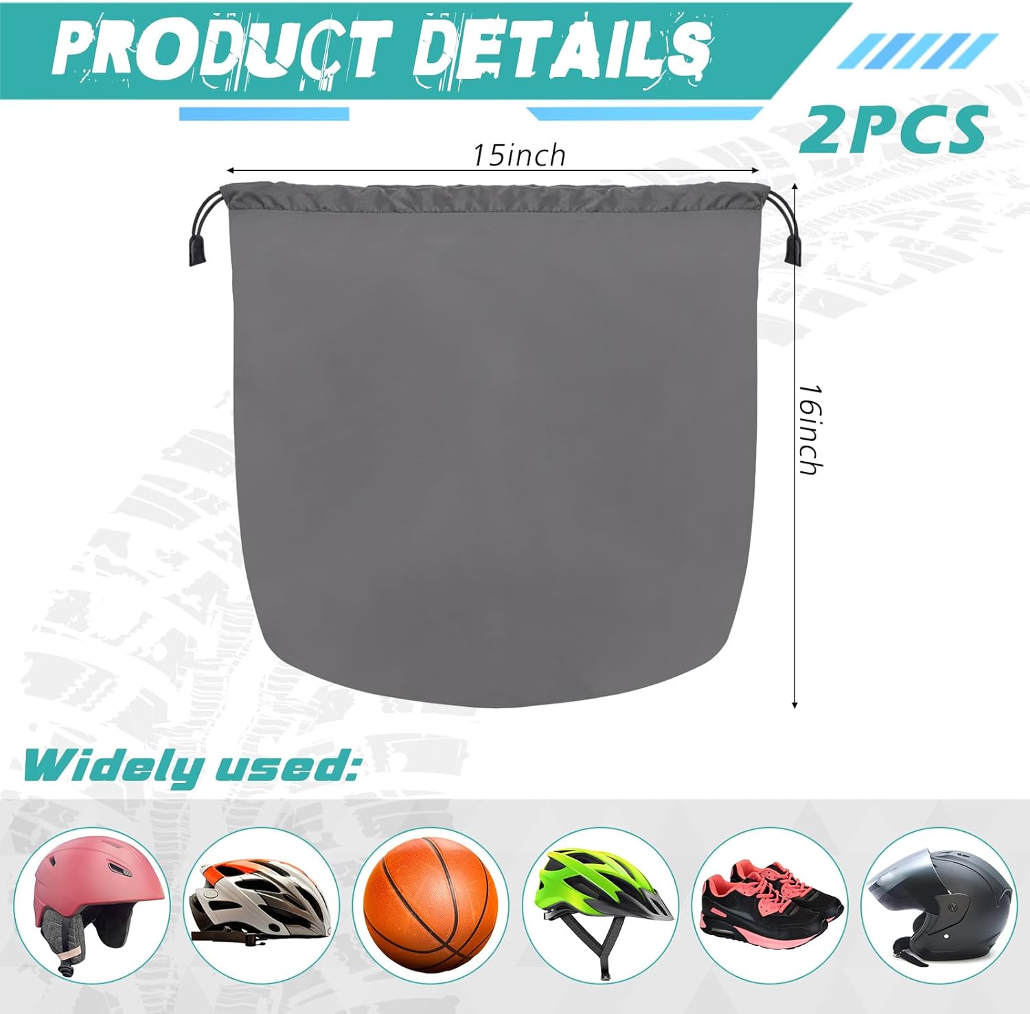 Motorcycle Helmet Bag with Soft Lining & Drawstring Closure, Waterproof Helmet Storage Bag, Large Capacity, Lightweight for Riding Hockey Welding Bicycle Dirt Bike Gear