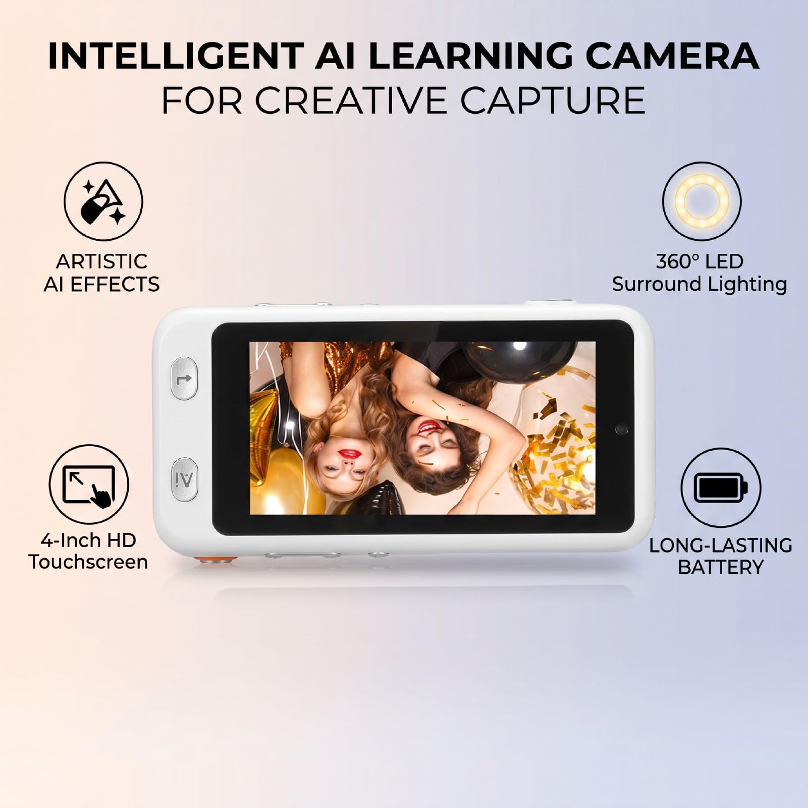 Sxhlseller Fotocamera Digitale AI con Messa a Fuoco Automatica da 13 MP, Touch Screen da 4 Pollici, Videocamere Fotografiche WiFi con Effetti AI, Schermo Selfie per i Viaggi