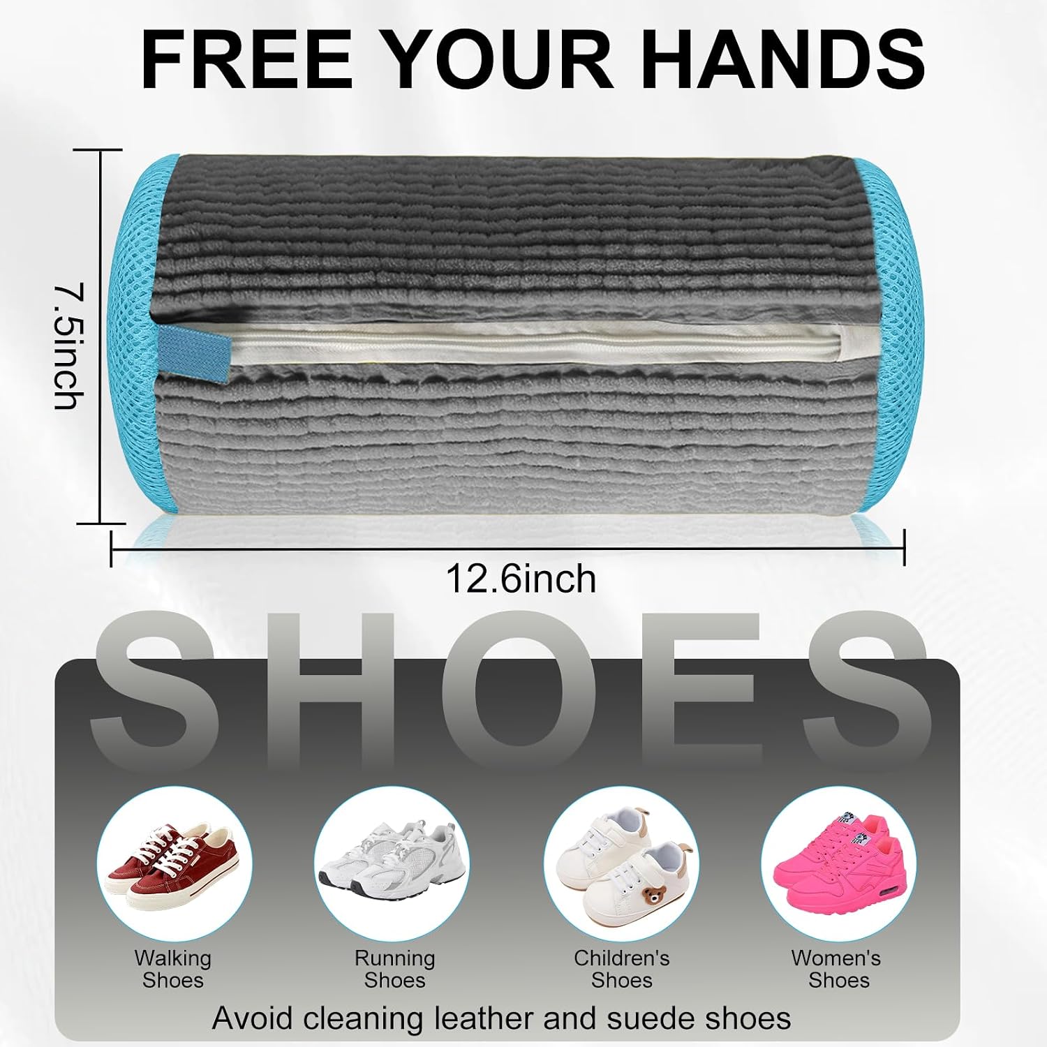 2 Stück Schuhwaschbeutel für Waschmaschine - Waschbeutel Schuhe für Waschmaschine - Wiederverwendbar Für Alle Waschmaschinen und Sneaker, Freizeitschuhe und Kinderschuhe (Grau) - 2