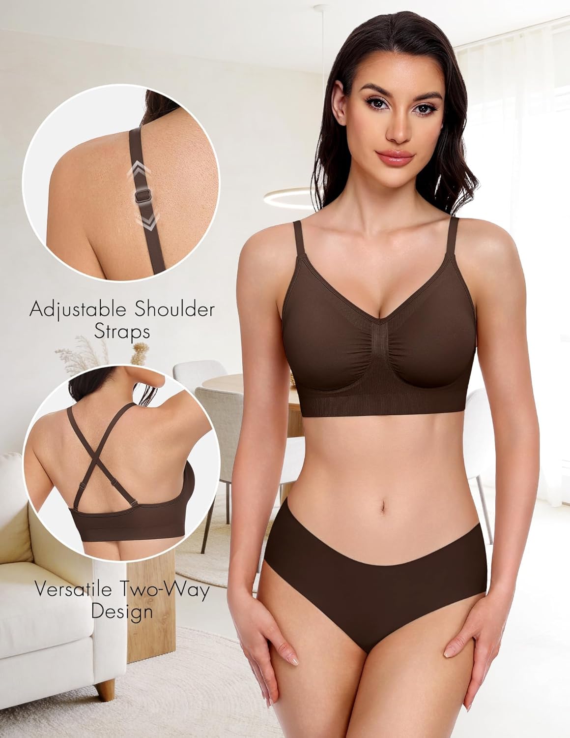 WANAYOU Bras for Women Bralettes for Women with Support Wireless Bra Comfortable No Underwire Push Up Padded Everyday Bra - Image 4