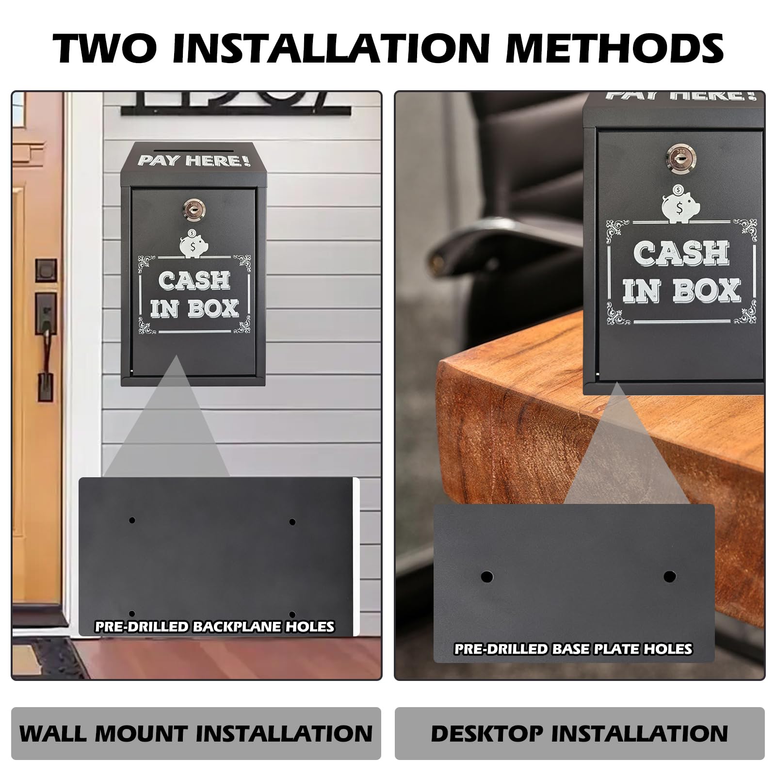 Spendenbox abschließbar, Briefkasten mit Schlüssel Metall Geldkassette Abschließbar für Zuhause Büro Veranstaltungen Wandmontage sichere Sammelbox Einwurfschlitz Tragbare Kasse,14,5X7,5X26cm
