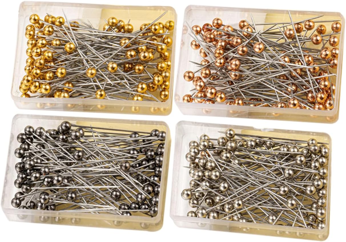 HOMSFOU 400pcs DIY Pearl Pins Straight Pins for Wedding Flower Arrangement Boutineer Sewing Quilting Elegant