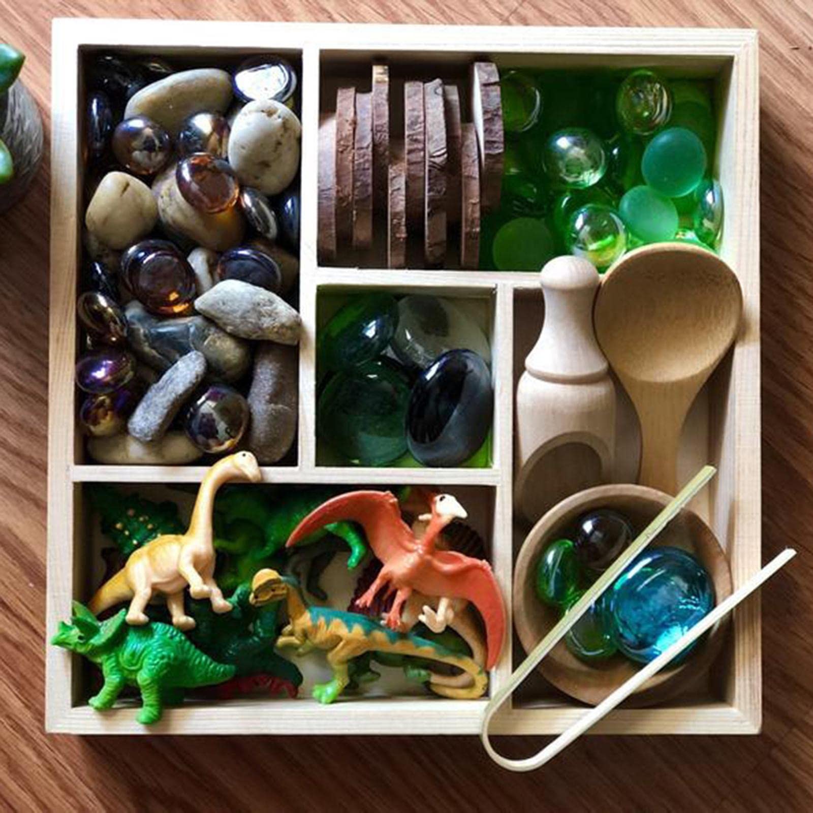 Scatola Sensoriale, Mini Cucchiaio E Tazza in Legno, Set per Giochi di Ruolo, Piatto, Giocattolo per Bambini Piccoli, Scatole Sensoriali, Vassoio