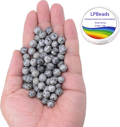 Miniatura 6 de Cuentas sueltas de 0.315 pulgadas8mm de piedra natural redonda para hacer joyas con cordón elástico