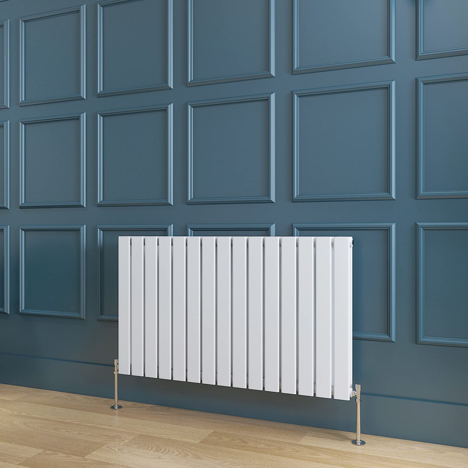 Horizontal White Radiator Double Flat Panel Designer Radiator Central Heating 600x1020mm Interior Design