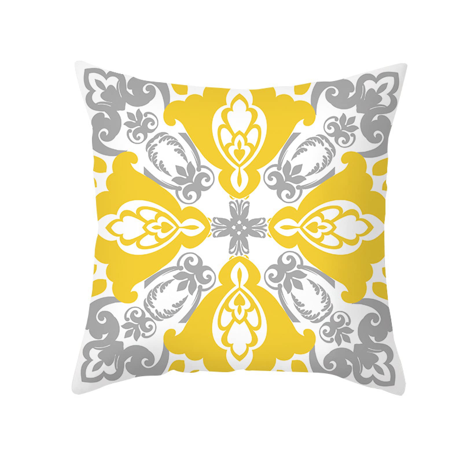 Cushion Covers Yellow Grey Geometry Pillow Cases Soft Linen Cushions with Covers Included Washable Sofa Cushions with Invisible Zip Pillowcase Breathable Pillow Cover 50x50 Cushion Cover 1 Pack